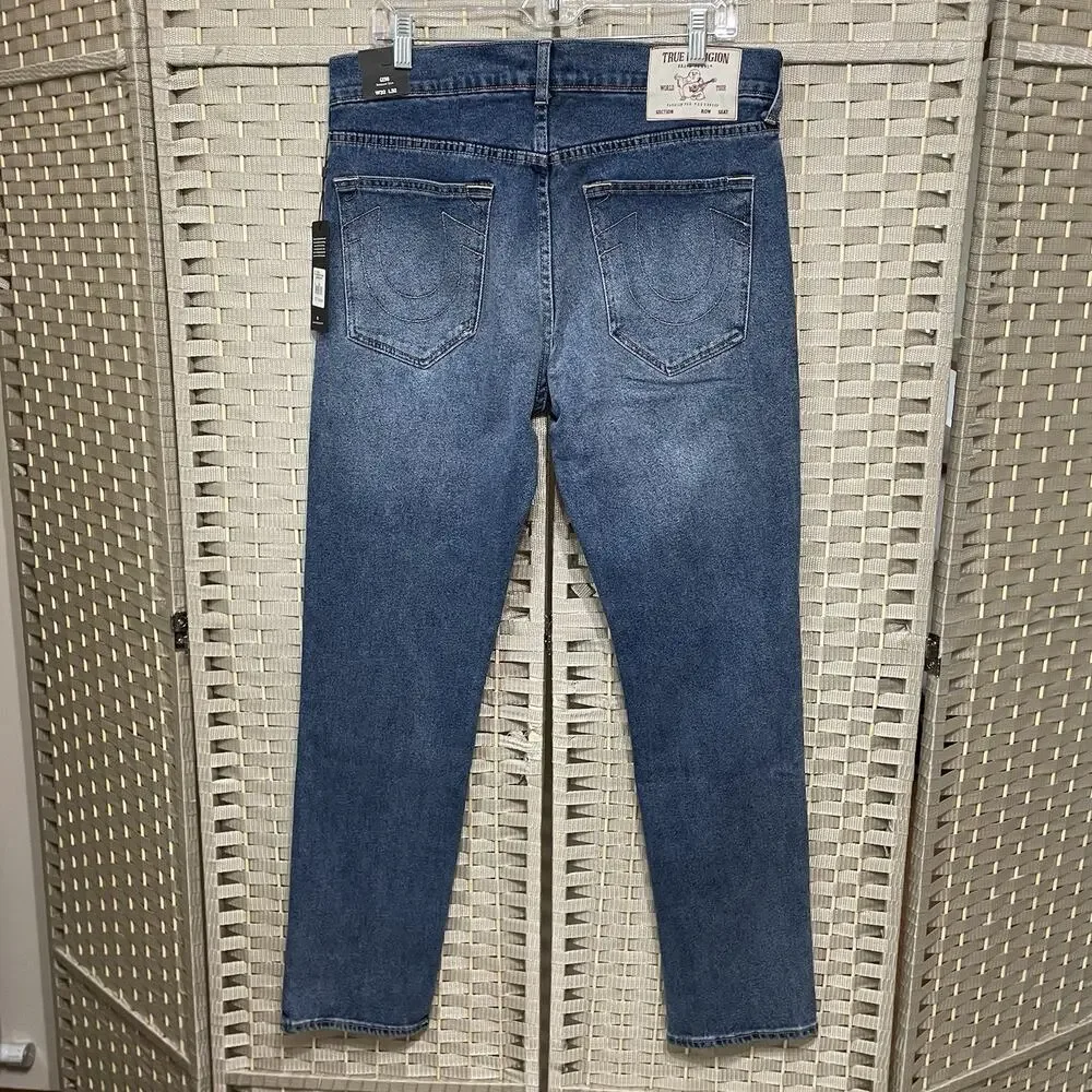 True Religion GENO SN SLIM Relaxed Jeans Men’s 32x32 Blue Medium TIDE Wash NEW